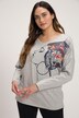 Model Print V-Neck Long Sleeve Oversized Fit Tee