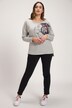 Model Print V-Neck Long Sleeve Oversized Fit Tee