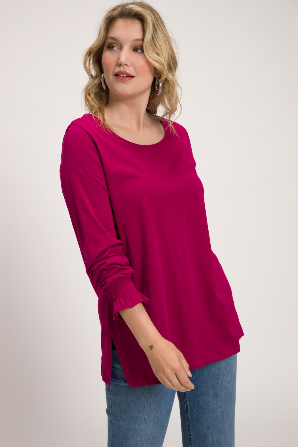 Grote Maten shirt, Dames, roze, Maat: 42/44, Katoen, Ulla Popken