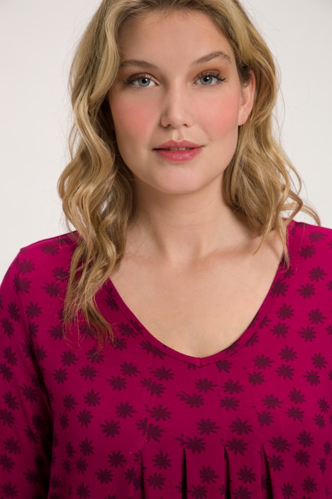 Ulla Popken Maglia Svasata Con Scollo A V E Maniche Tromba 831659