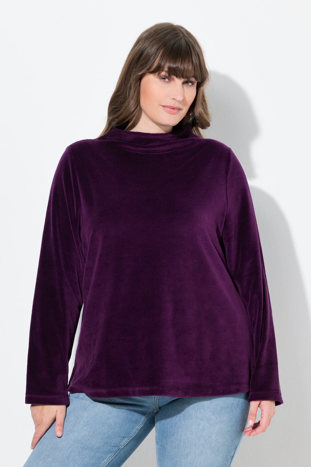 Große Größen Samt-Sweatshirt, Damen, rot, Größe: 54/56, Baumwolle, Ulla Popken