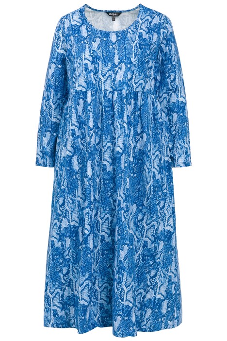 Žerzejové šaty, midi délka, zvířecí potisk, kulatý výstřih, dlouhé rukávy