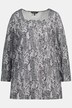 Długa koszulka, wężowy wzór, dekolt karo, długi rękaw