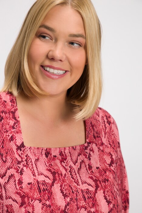 Animal Print Square Neck Knit Tunic