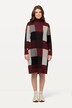 Sukienka z dzianiny, krata, kołnierz typu półgolf, długi rękaw, bawełna organiczna
