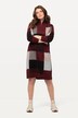 Sukienka z dzianiny, krata, kołnierz typu półgolf, długi rękaw, bawełna organiczna