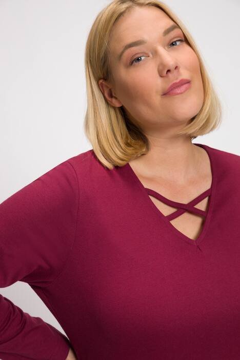 Criss Cross Curved Hem Cotton Swing Knit Tunic