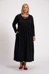 Jersey-Kleid, Midi-Länge, Rundhals mit Zierbändern, Langarm