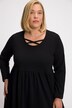 Jersey-Kleid, Midi-Länge, Rundhals mit Zierbändern, Langarm