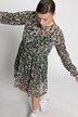 Robe en mousseline, silhouette en A, imprimé all-over, col rond, manches longues
