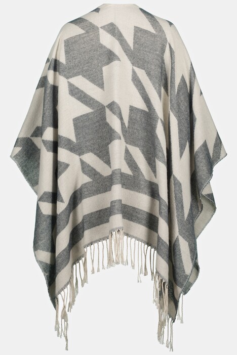 Poncho Identity, Hahnentritt Muster, Fransenkanten