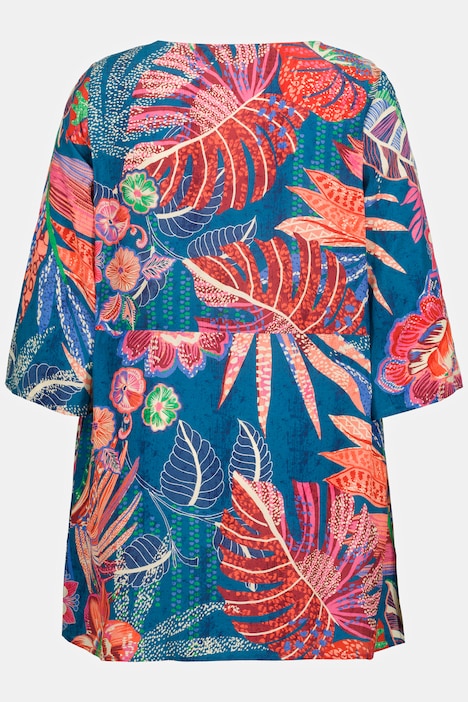 Graphic Tropical Round Neck Tunic Blouse | Tunics | Blouses