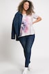 T-Shirt, fleurs XL, forme trapèze, décolleté rond, manches courtes