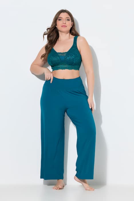 Marlenehose, weites Bein, Jersey, breiter Elastikbund