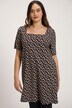 Petite Rose Print Square Neck Cotton Knit Tunic Dress
