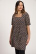 Petite Rose Print Square Neck Cotton Knit Tunic Dress