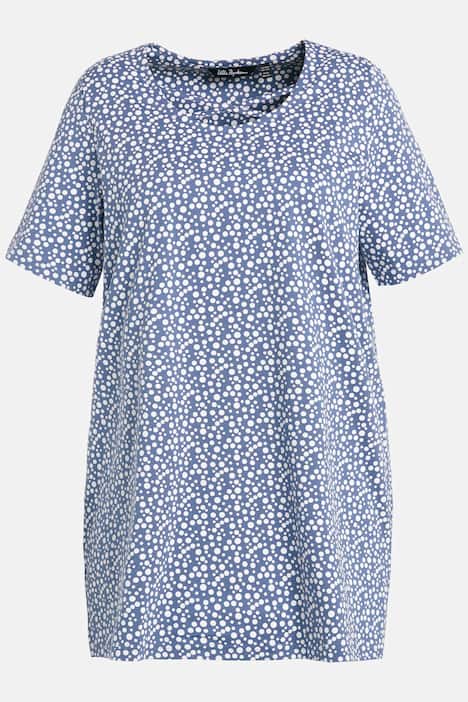 Longshirt, Pünktchen, A-Linie, Rundhals, Halbarm