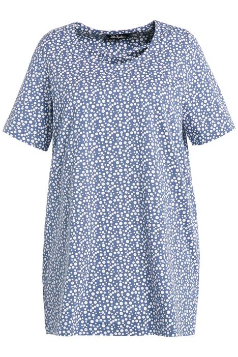 Dlouhé tričko, puntíky, A střih, kulatý výstřih, krátké rukávy