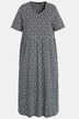Sukienka midi z dżerseju w kropki, linia litery A, dekolt w szpic, krótki rękaw