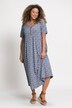 Multi Dot Print Zipper Accent Long Cotton Knit Dress