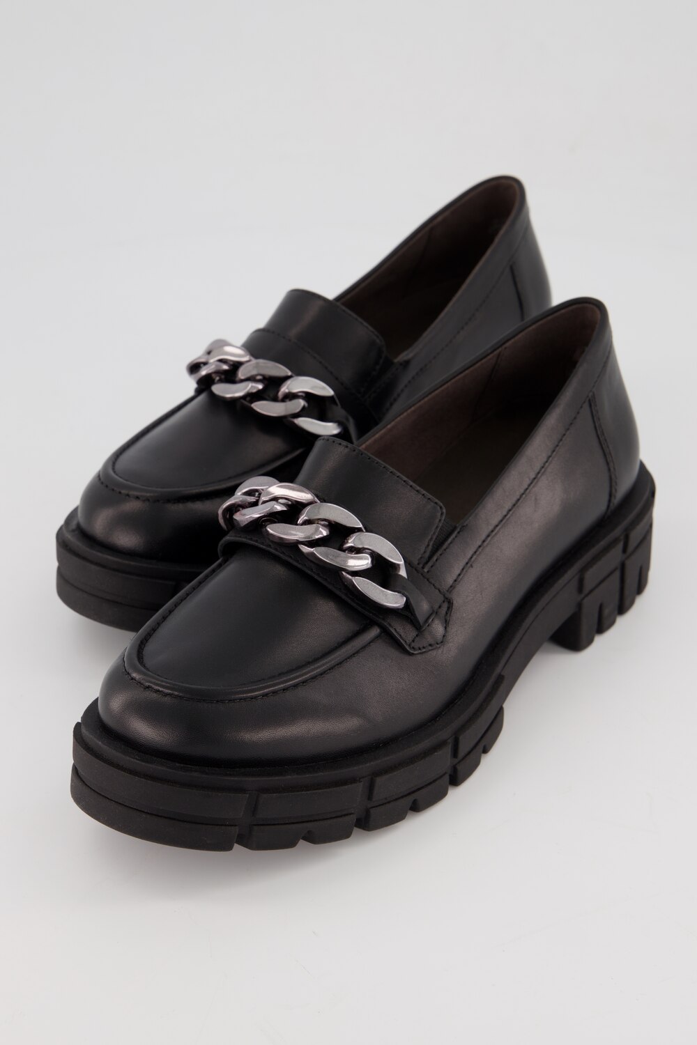 Grote Maten Caprice loafers, Dames, zwart, Maat: 37, Leer/Synthetische vezels, Ulla Popken