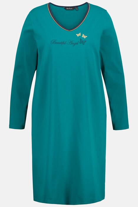 Koszule nocne, napis/aniołki, dekolt w szpic,  długi rękaw
