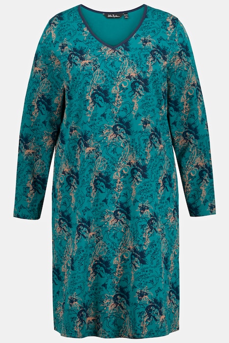 Koszule nocne, napis/aniołki, dekolt w szpic,  długi rękaw