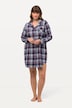 Chemise de nuit en flanelle, motif à carreaux, col à revers, manches longues