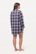 Chemise de nuit en flanelle, motif à carreaux, col à revers, manches longues