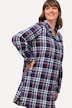 Chemise de nuit en flanelle, motif à carreaux, col à revers, manches longues