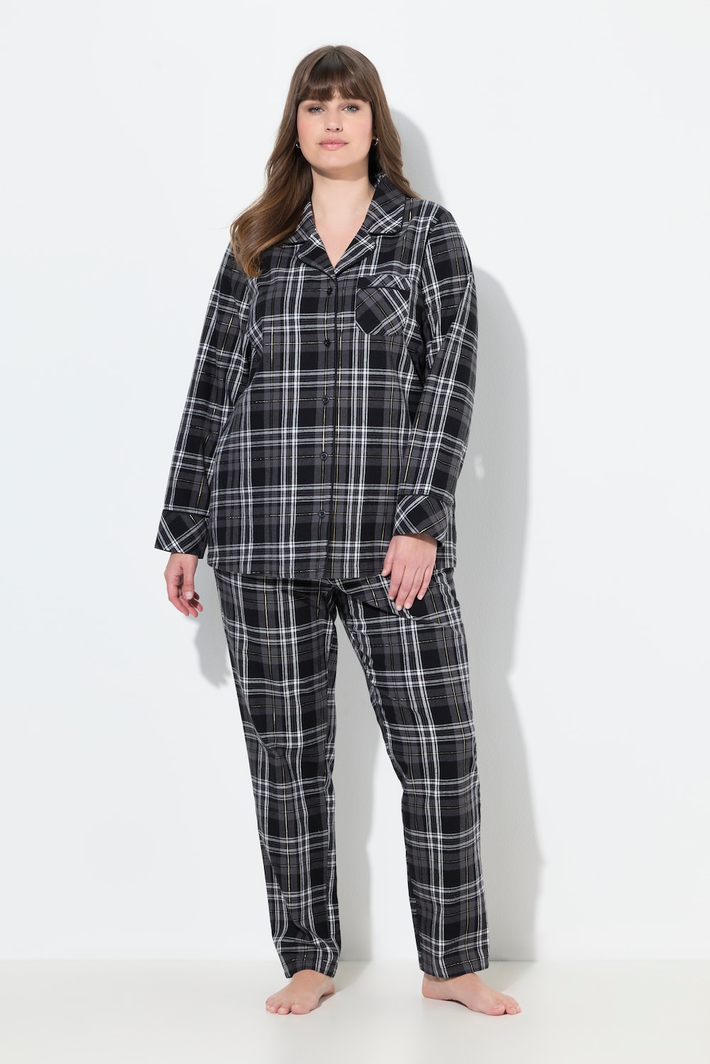 Große Größen Pyjama, Damen, schwarz, Größe: 54/56, Baumwolle, Ulla Popken
