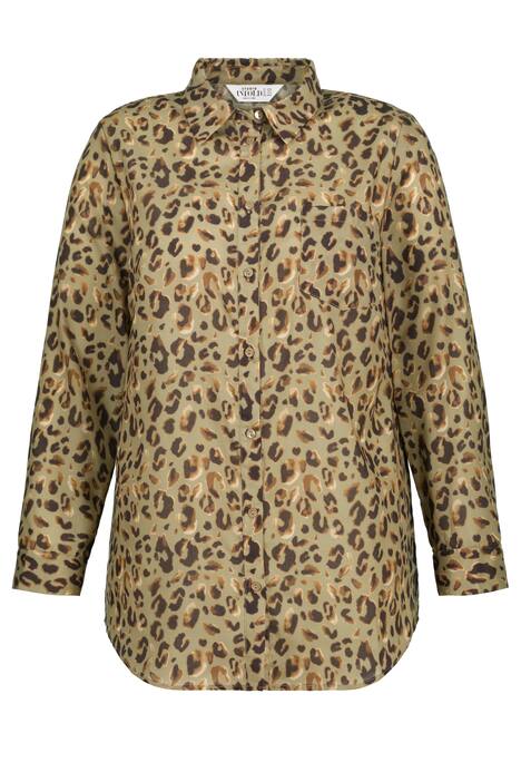 Košilová halenka, leopardí potisk, límeček, dlouhé rukávy