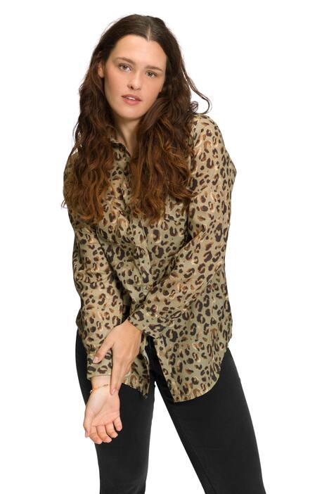 Košilová halenka, leopardí potisk, límeček, dlouhé rukávy