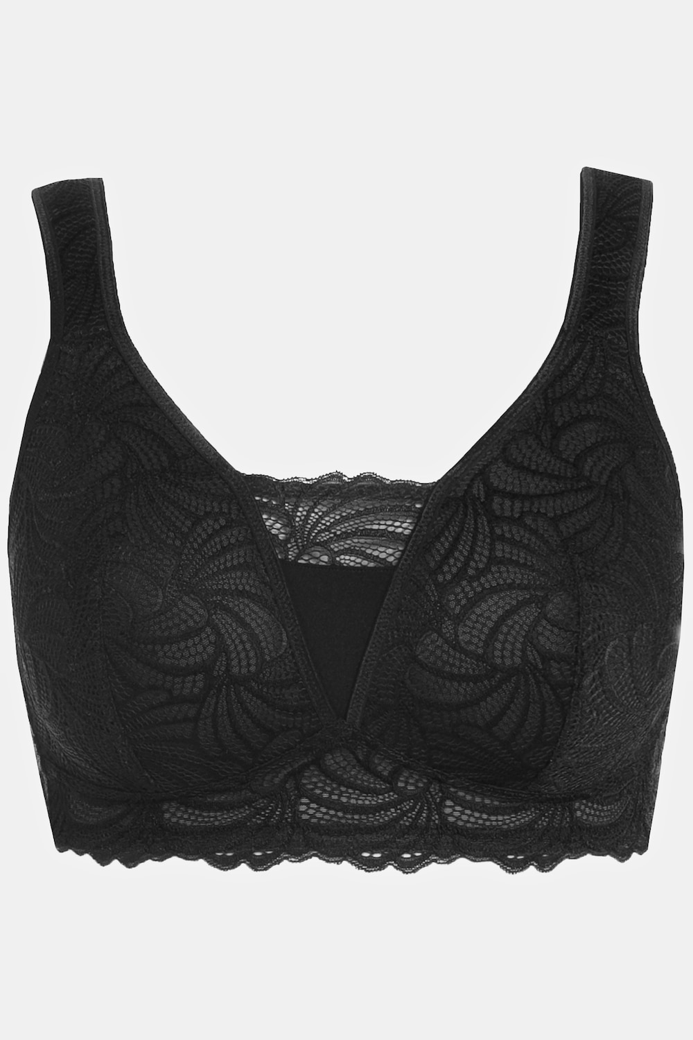 Stora storlekar Bralette med spets, Dam, svart, storlek: 90C, Syntetfibrer/Elastan, Ulla Popken