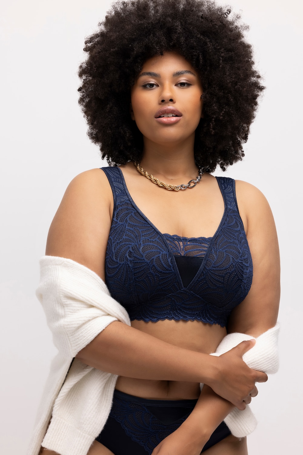 Große Größen Bralette, Damen, blau, Größe: 110C, Synthetische Fasern/Elasthan, Ulla Popken