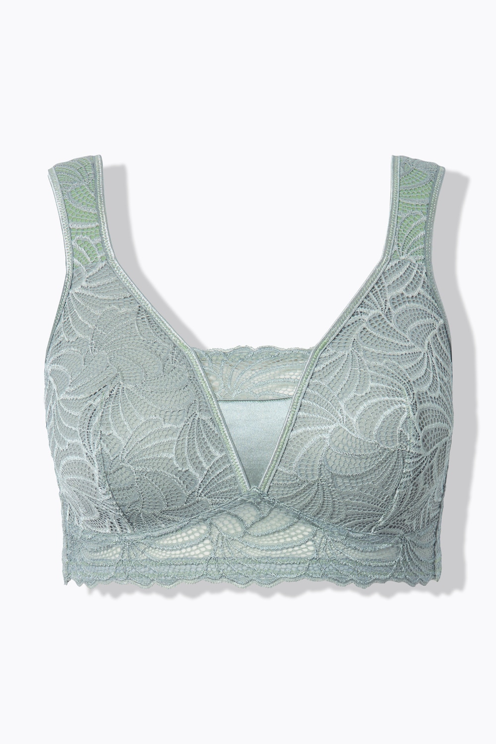 Stora storlekar Bralette med spets, Dam, turkos, storlek: 85D, Syntetfibrer/Elastan, Ulla Popken