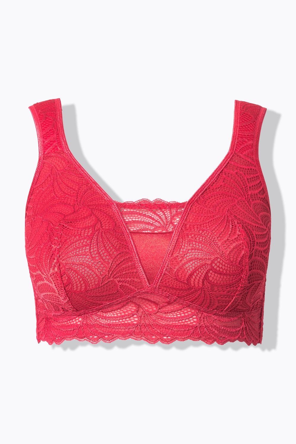 Stora storlekar Bralette med spets, Dam, röd, storlek: 90B, Syntetfibrer/Elastan, Ulla Popken