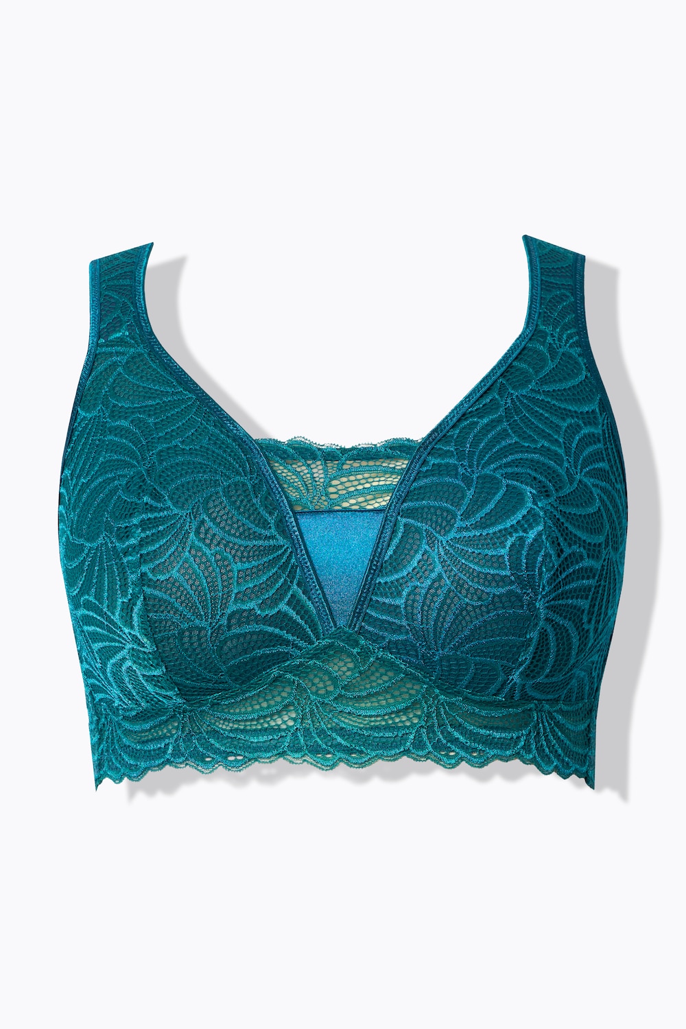Stora storlekar Bralette med spets, Dam, blå, storlek: 90C, Syntetfibrer/Elastan, Ulla Popken