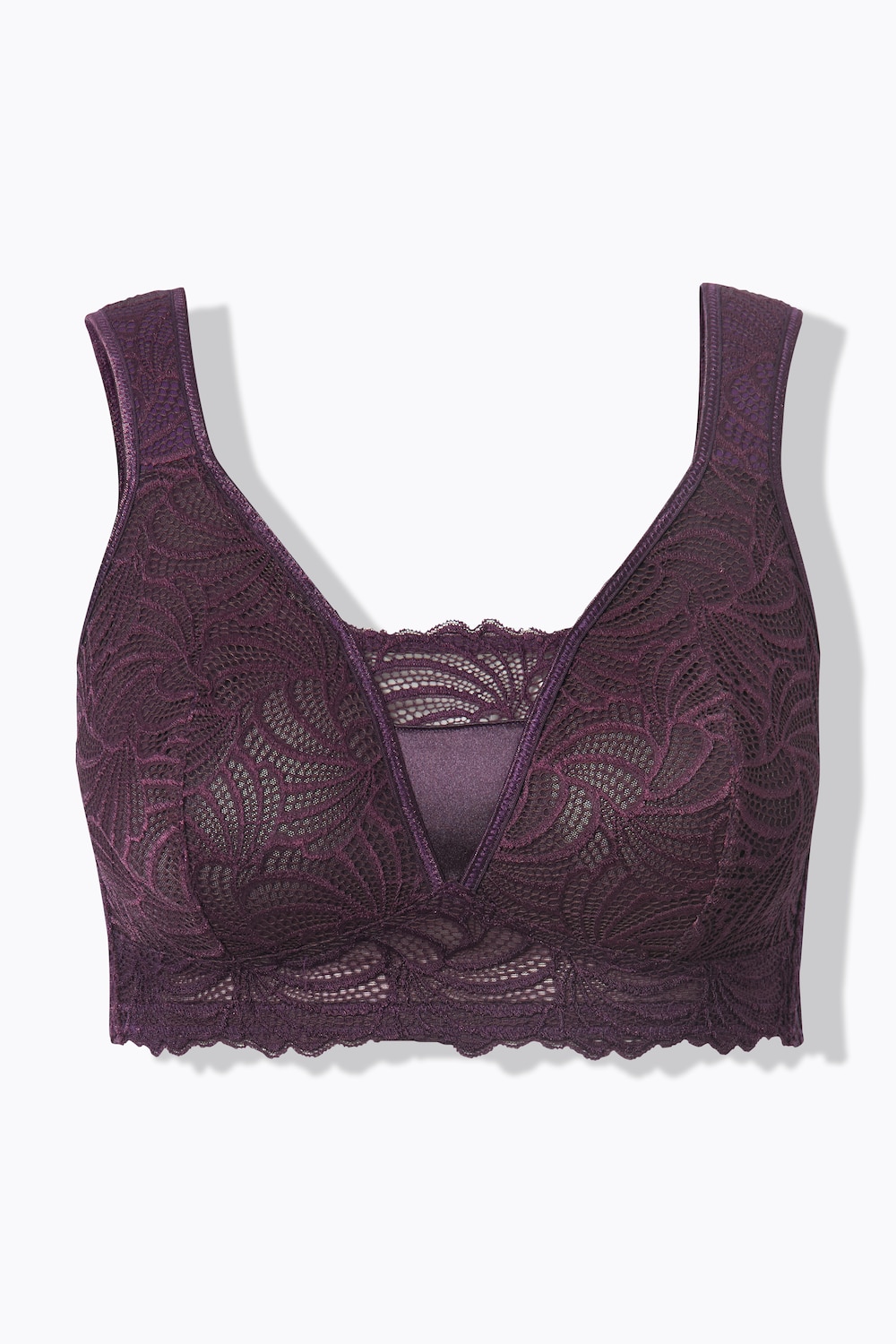 Stora storlekar Bralette med spets, Dam, lila, storlek: 85C, Syntetfibrer/Elastan, Ulla Popken