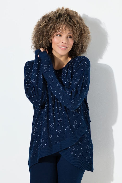 Loungewear-Shirt, Sterne, Oversized, Rundhals, Langarm