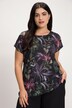 Mixed Fabric Floral Round Neck Oversized Fit Top