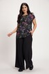 Mixed Fabric Floral Round Neck Oversized Fit Top