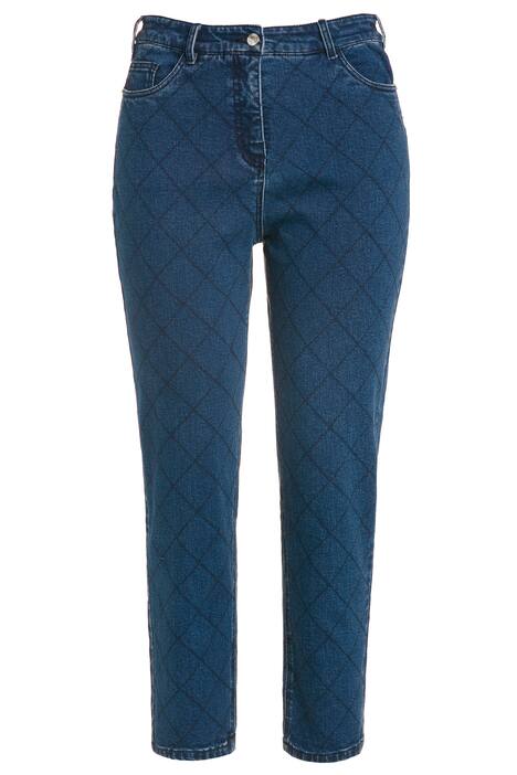 Mom džíny, diamantové prošívání, vysoký pas, široké nohavice