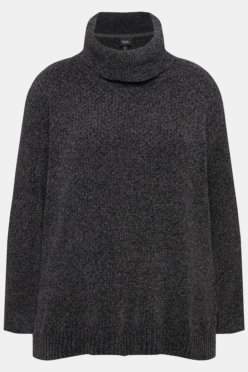 Stora storlekar Chenille-tröja i oversize-modell med krage och lång ärm, Dam, grå, storlek: 50/52, Polyester, Ulla Popken