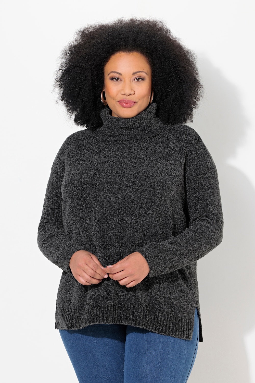 Große Größen Chenille-Pullover, Damen, grau, Größe: 58/60, Polyester, Ulla Popken
