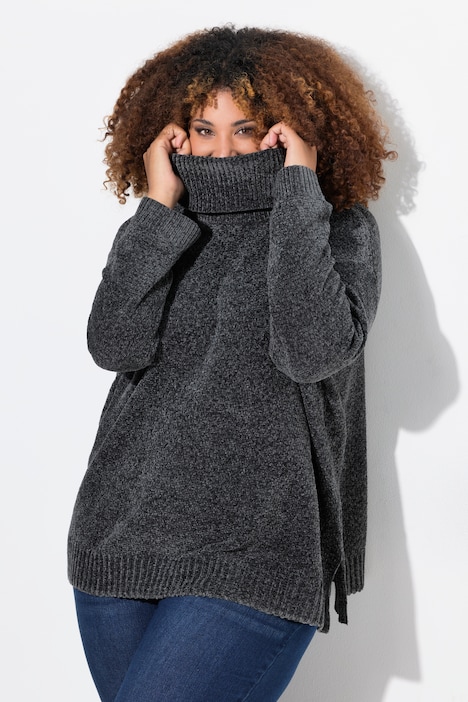 Soft Textured Chenille Oversized Fit Sweater graphite gray Ulla Popken