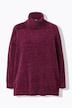 Chenille-sweater, oversized med højhalset krave og lange ærmer