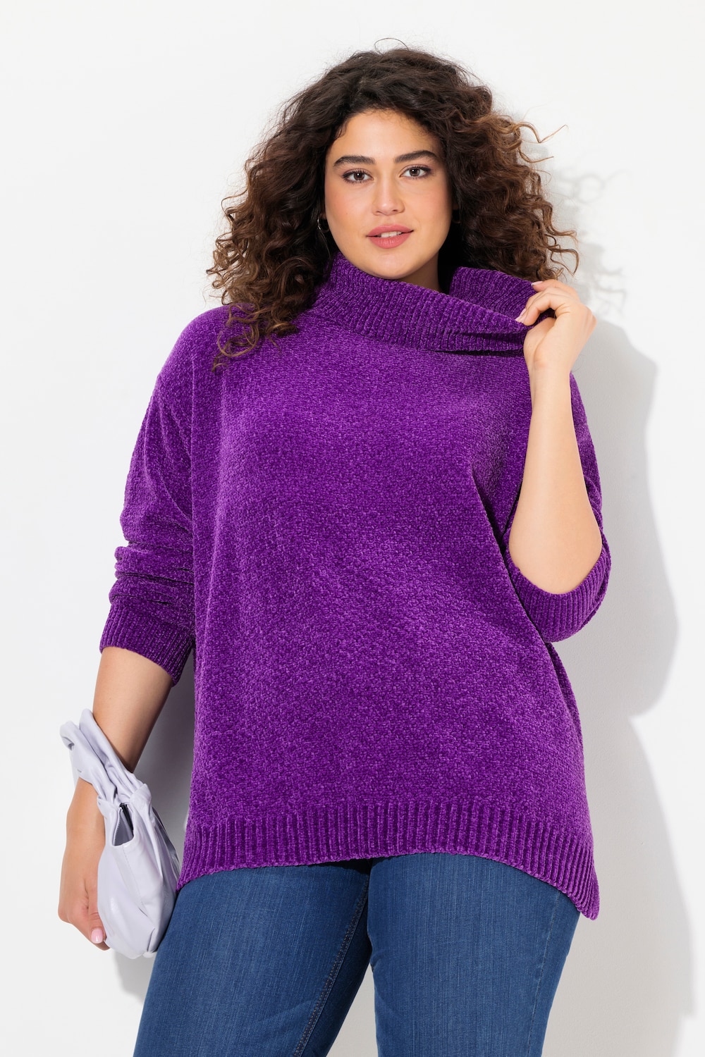 Große Größen Chenille-Pullover, Damen, lila, Größe: 50/52, Polyester, Ulla Popken