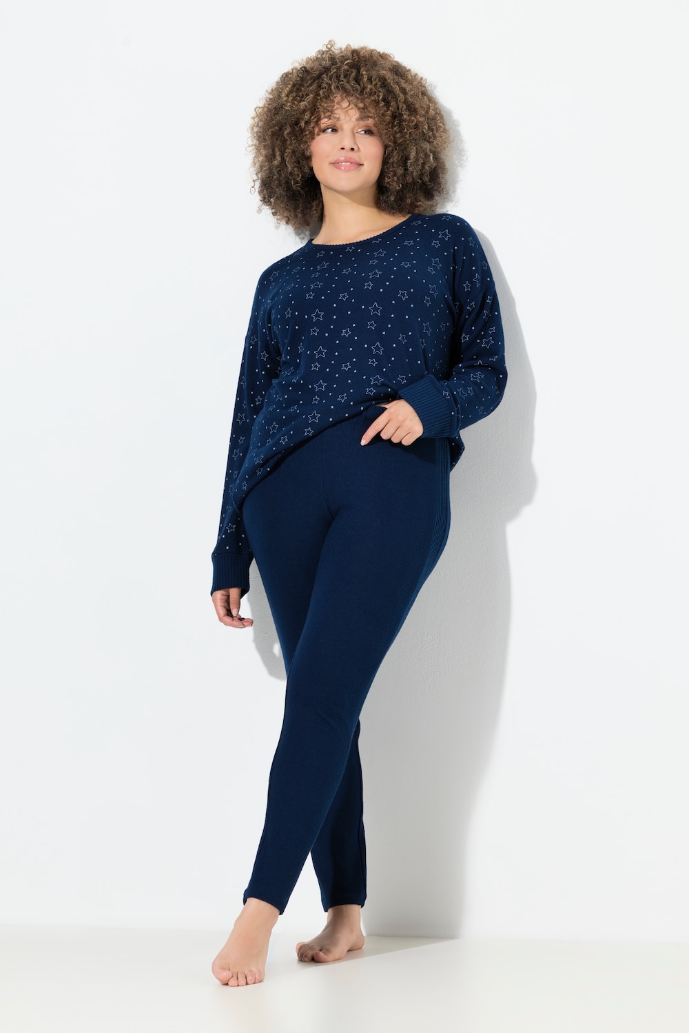 Große Größen Loungewear-Leggings, Damen, blau, Größe: 54/56, Polyester/Viskose, Ulla Popken