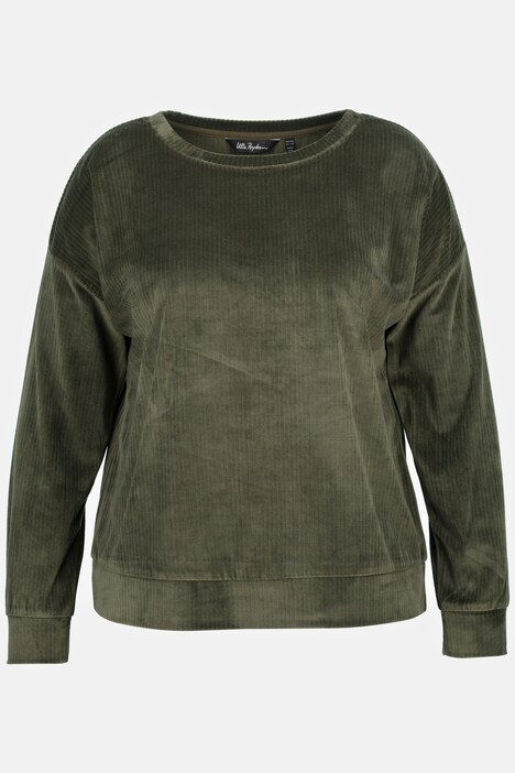Sweat-shirt Femme Grandes Tailles Ulla Popken - Col Rond, Manches Longues, Broderie - 100% Coton Molleton Doux - Modèle 832509